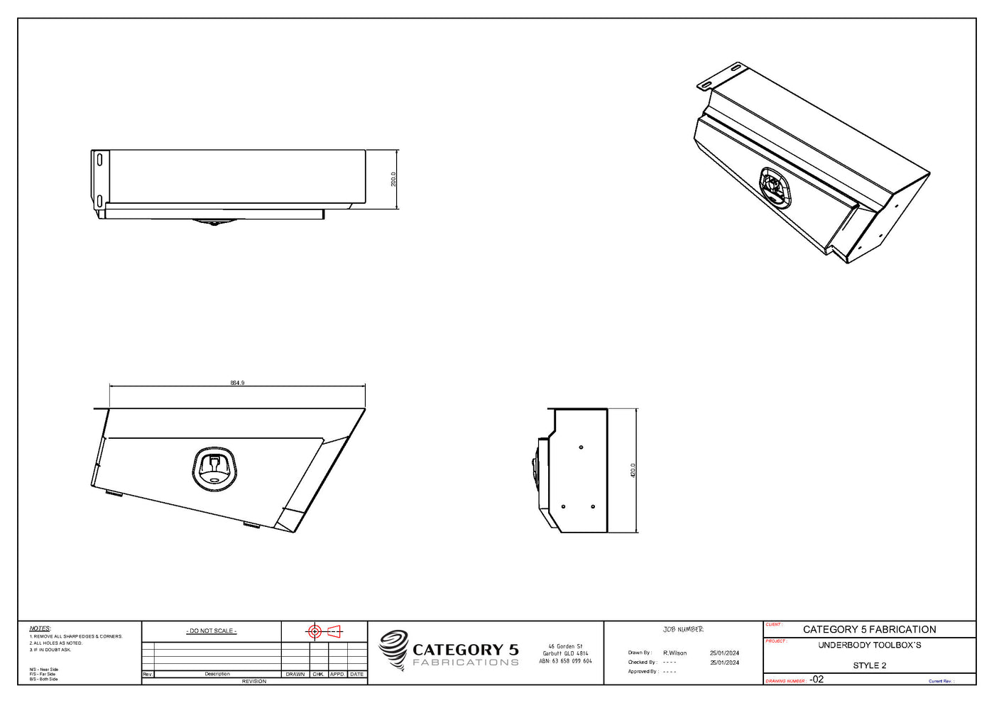 Under body Tool Box and 1 Piece Flared Guard Double Taper - Pair.