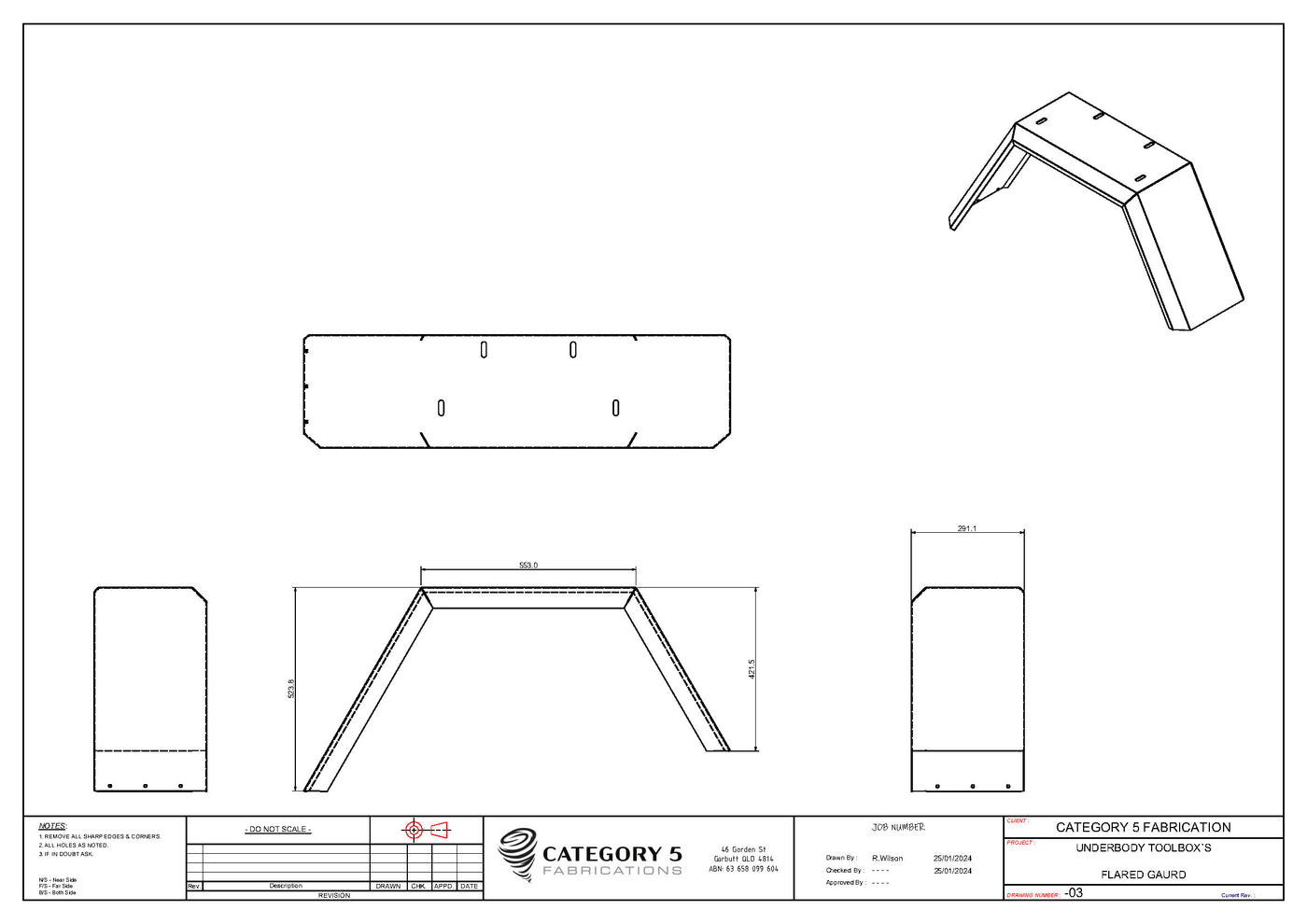 Under body Tool Box and 1 Piece Flared Guard Double Taper - Pair.